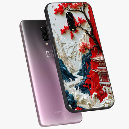 Whispers Of Sakura Waves Glass Case displayed in angled mockup highlighting flowing sakura design with soft floral aesthetic.