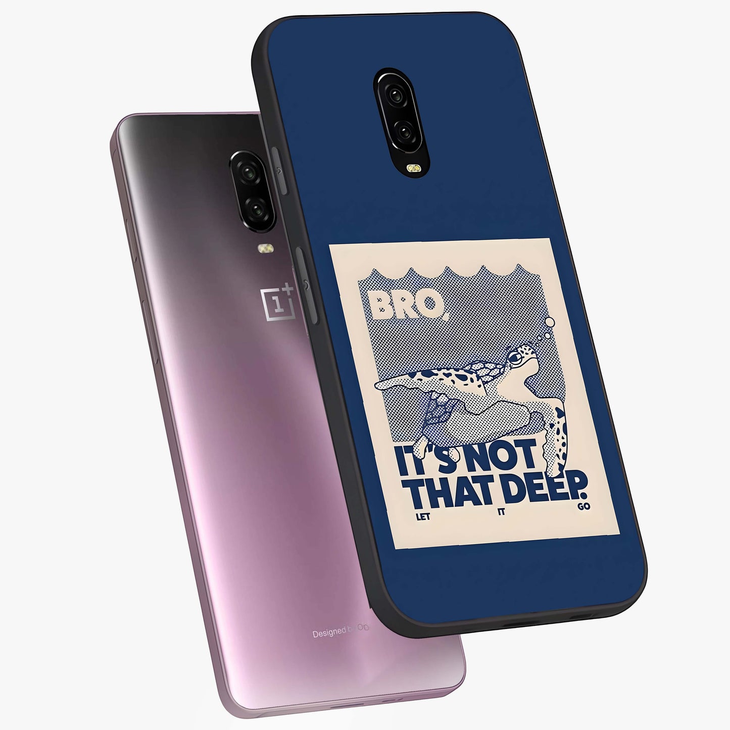 Worry Less Swim Glass Case displayed in angled mockup highlighting fun typography design with relaxed aesthetic style.