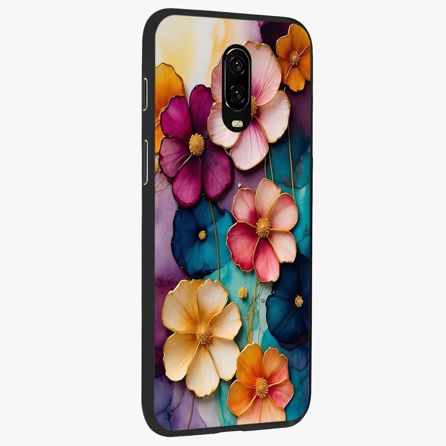 Artlyn Grace Flower Pattern Glass Case upright view showcasing graceful floral artwork with aesthetic botanical style.