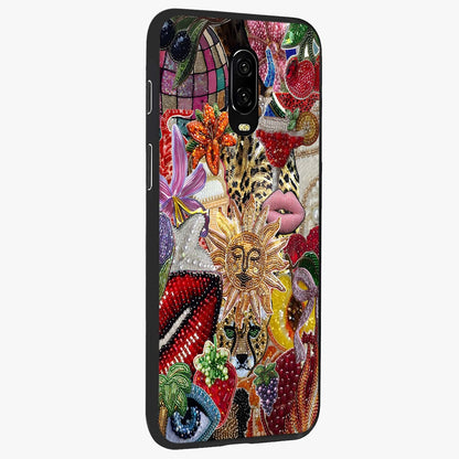 Beaded Fashion Jungle Glass Case upright view showcasing tropical jungle aesthetic with decorative bead elements.