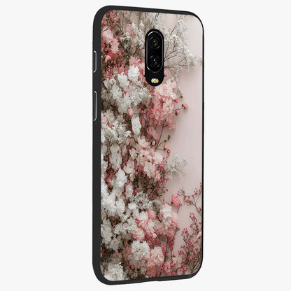 Blush Blossom Cloud Glass Case upright view showcasing calm floral cloud artwork with gentle dreamy theme.