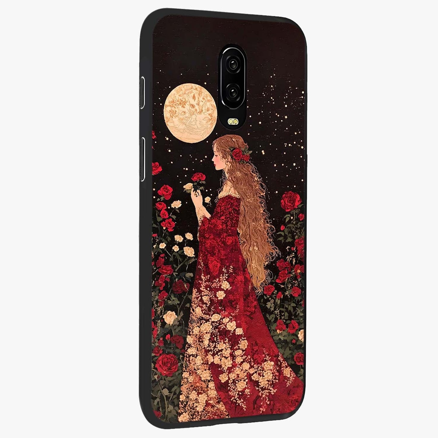 Crimson Dreams Glass Case upright view showcasing dreamy red toned artwork with modern aesthetic style.