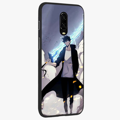 Dark Lightning Anime Warrior Glass Case upright view showcasing dramatic warrior artwork with dark lightning aesthetic.