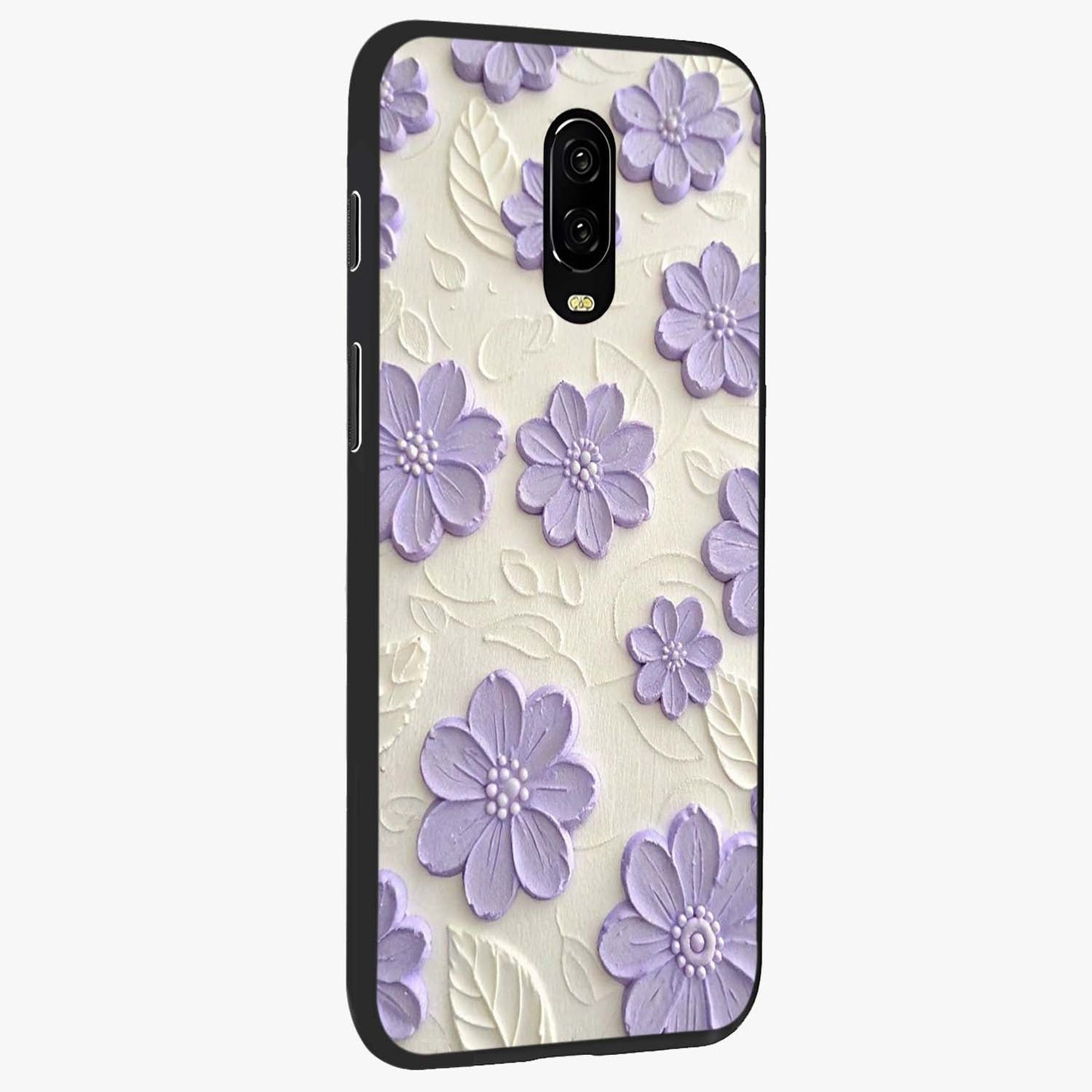 Floral Wall Art With Purple Flowers Glass Case upright view showcasing elegant purple flower artwork with decorative floral theme.