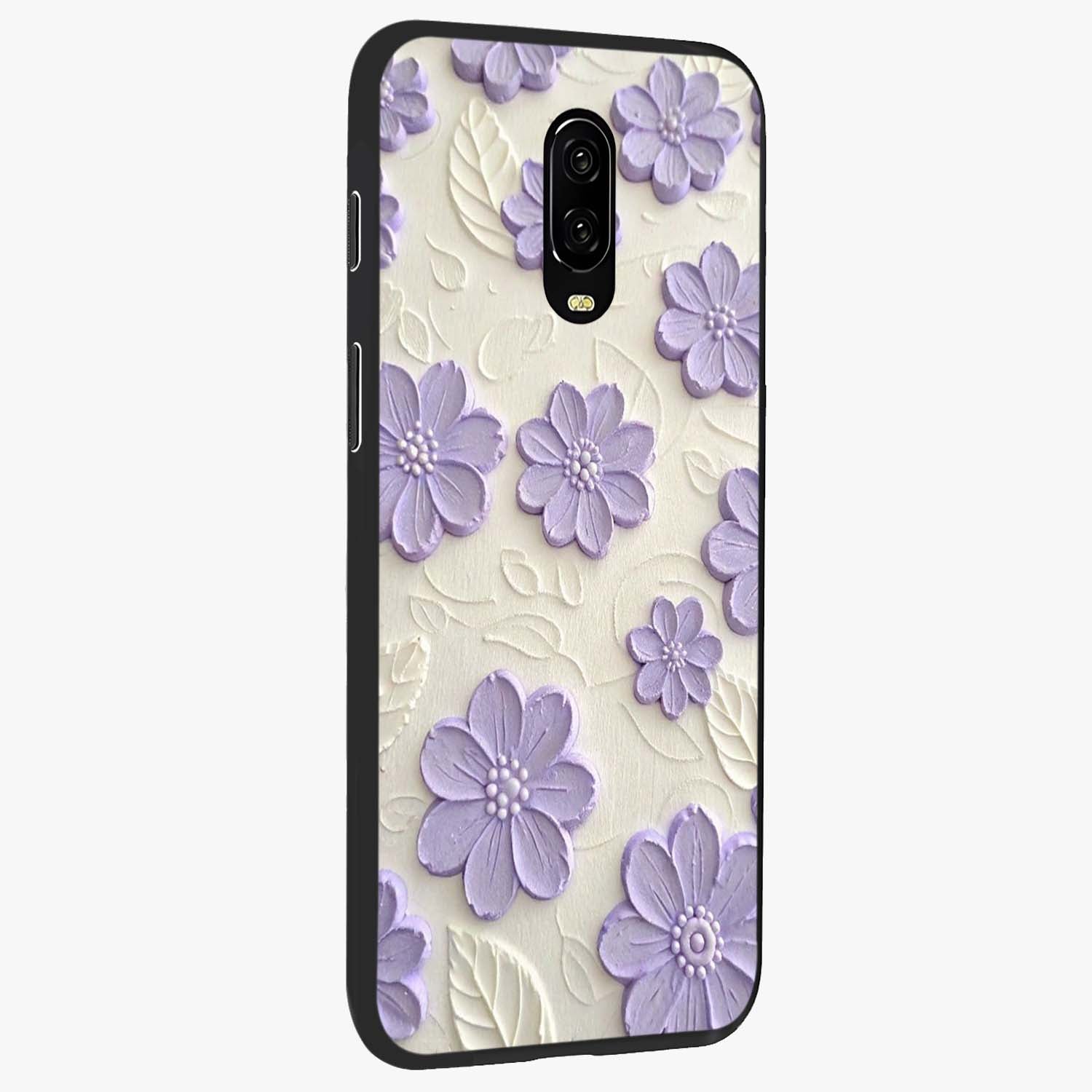 Floral Wall Art With Purple Flowers Glass Case upright view showcasing elegant purple flower artwork with decorative floral theme.