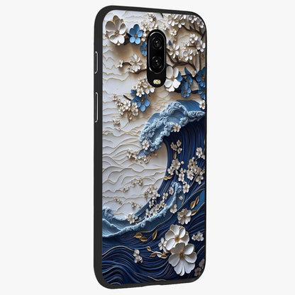 Floral Wave Origami Glass Case upright view showcasing creative floral origami artwork with artistic decorative theme.