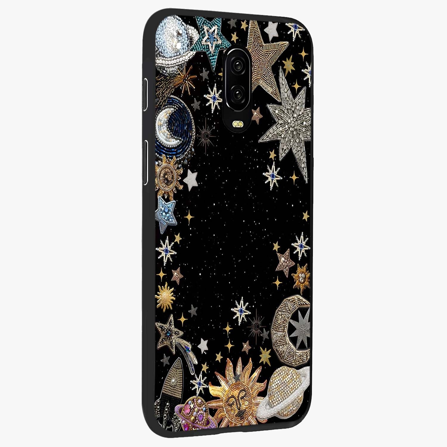 Galactic Jewel Stars Glass Case upright view showcasing glittering star jewel artwork with vibrant galaxy theme.