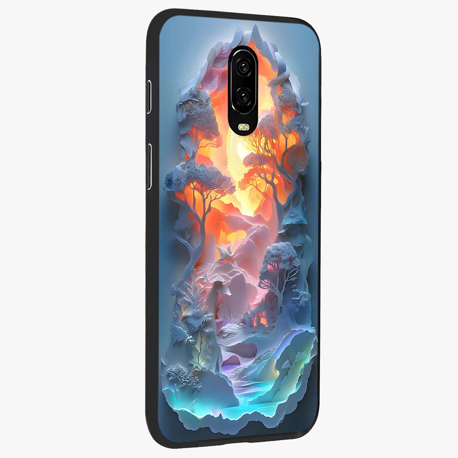 Glow Forest Portal Glass Case upright view showcasing enchanted forest portal artwork with fantasy nature theme.