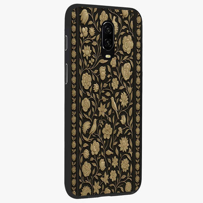 Golden Floral Majesty Glass Case upright view showcasing majestic floral artwork with rich decorative theme.