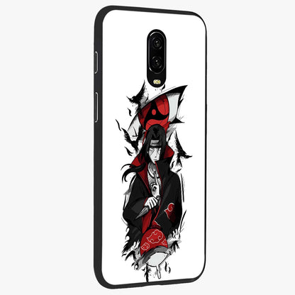 Itachi Sharingan Glass Case upright view showcasing intense anime eye artwork with bold character theme.