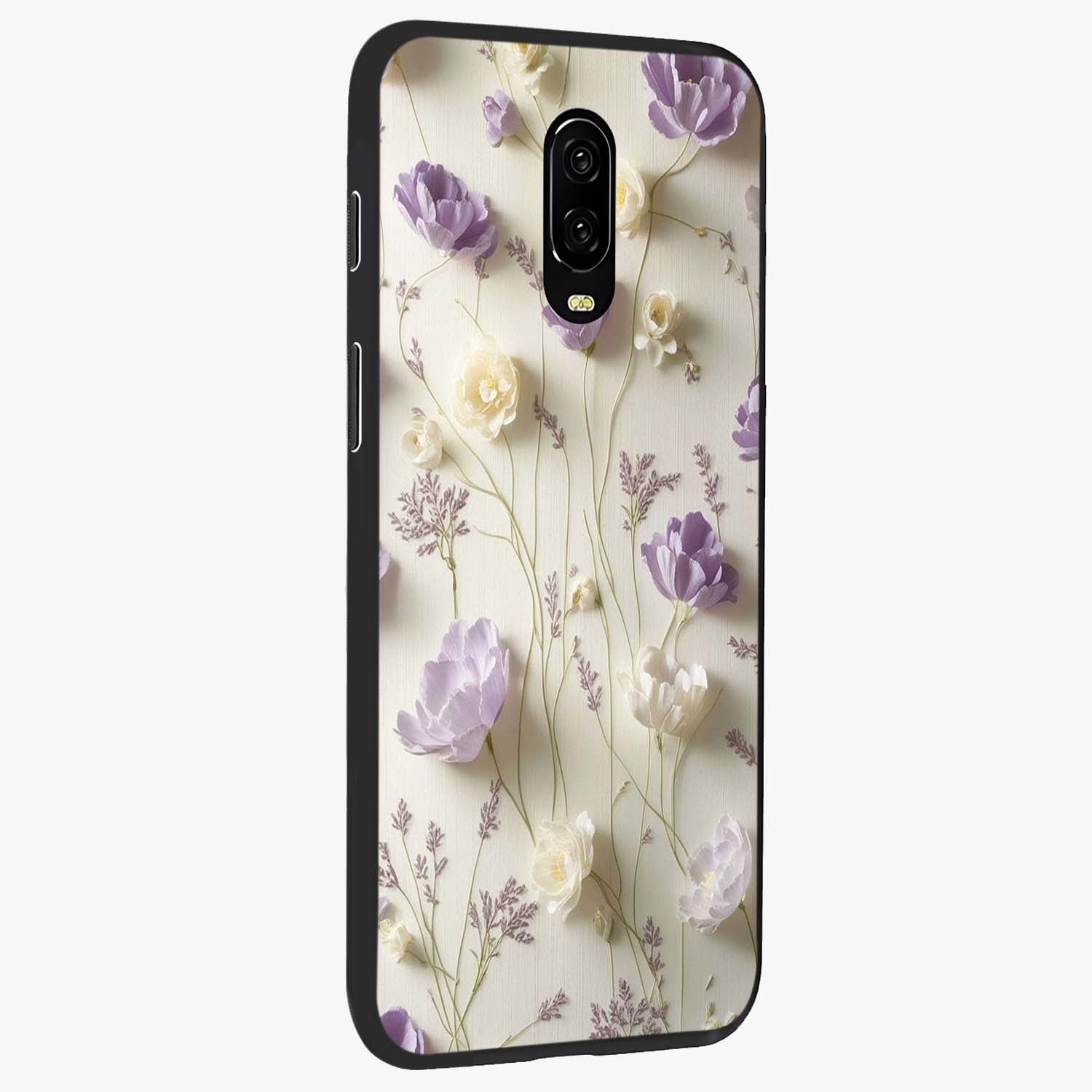 Lilac Breeze Harmony Glass Case upright view showcasing delicate lilac artwork with peaceful floral theme.