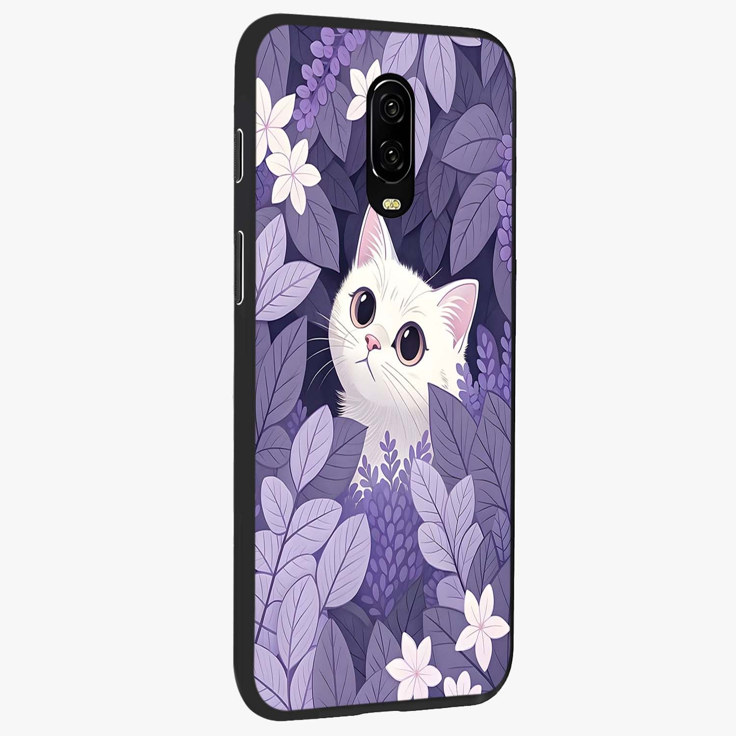 Lilac Hide Peek Cat Glass Case upright view showcasing charming cat artwork with adorable peek theme.