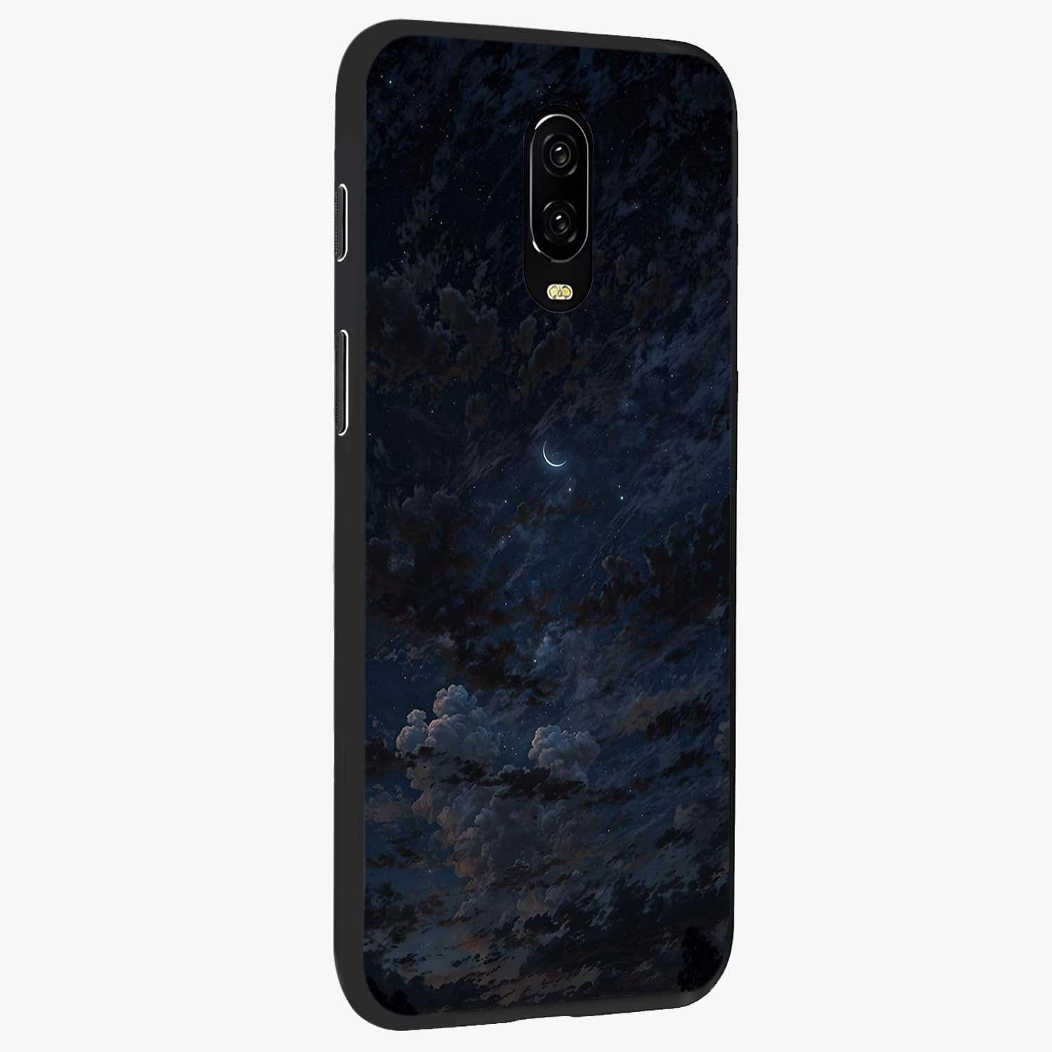 Lunar Veil Silence Glass Case upright view showcasing calm moon themed artwork with serene night atmosphere.
