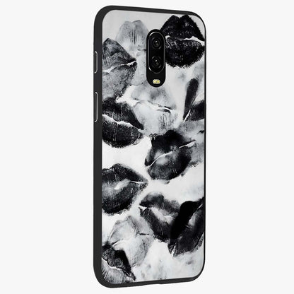 Midnight Kiss Marks Glass Case upright view showcasing stylish kiss mark artwork with trendy romantic theme.