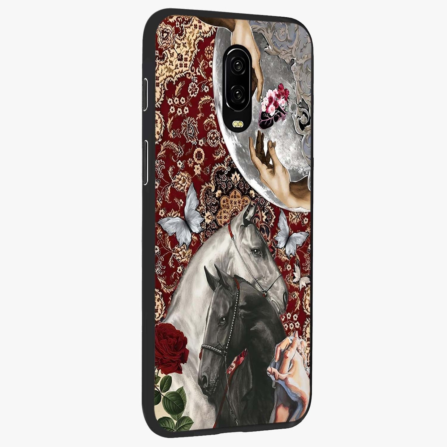 Moonlit Royal Stallion Glass Case upright view showcasing dramatic horse artwork with glowing moon themed design.