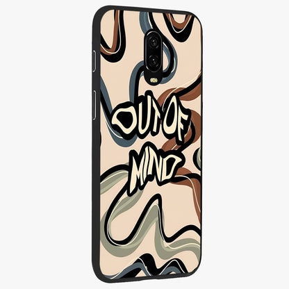 Out Of Mind Glass Case upright view showcasing striking typography artwork with edgy conceptual theme.