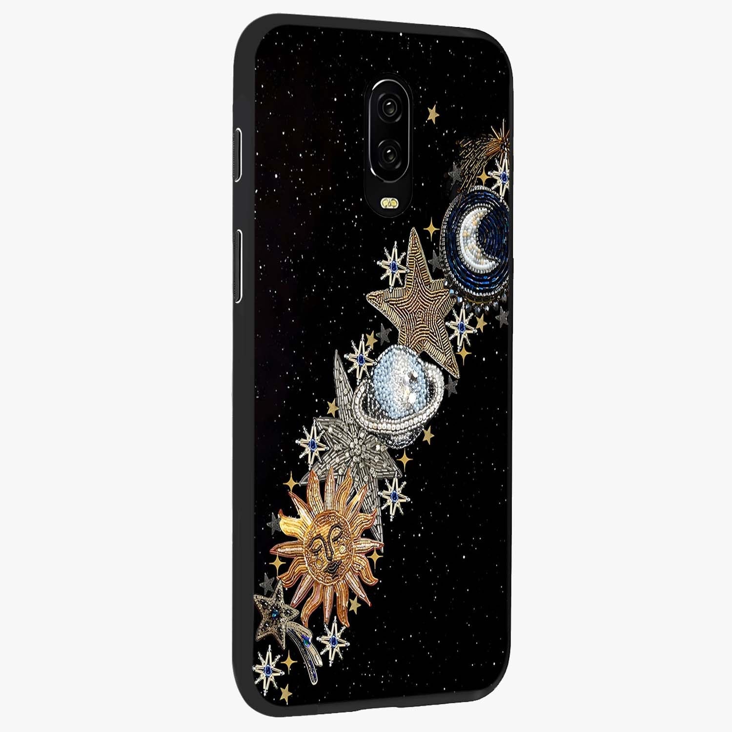 Pearls Universe Object Glass Case upright view showcasing decorative pearl themed artwork with cosmic elegance.