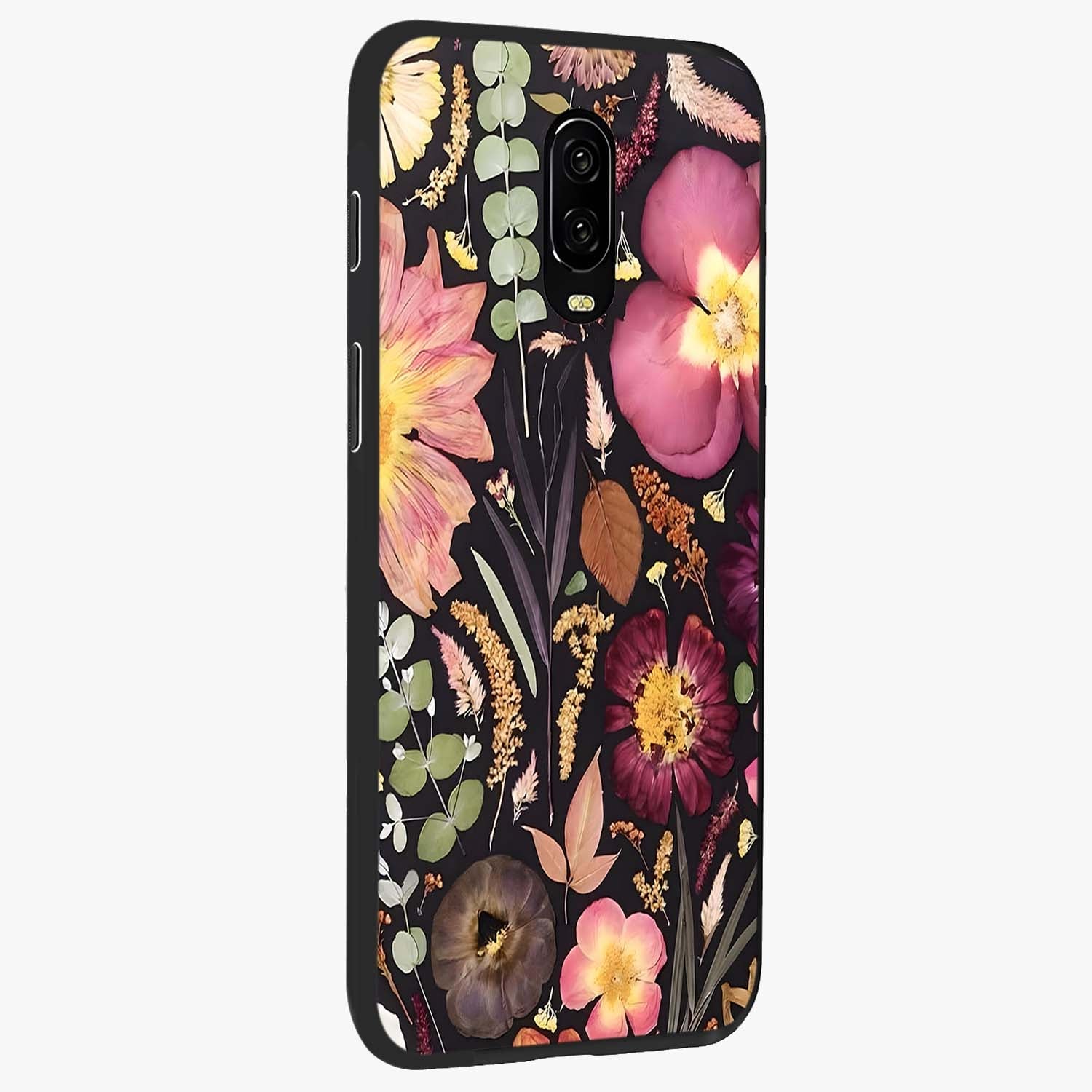 Petal Dream Tapestry Glass Case upright view showcasing detailed floral tapestry artwork with artistic nature theme.