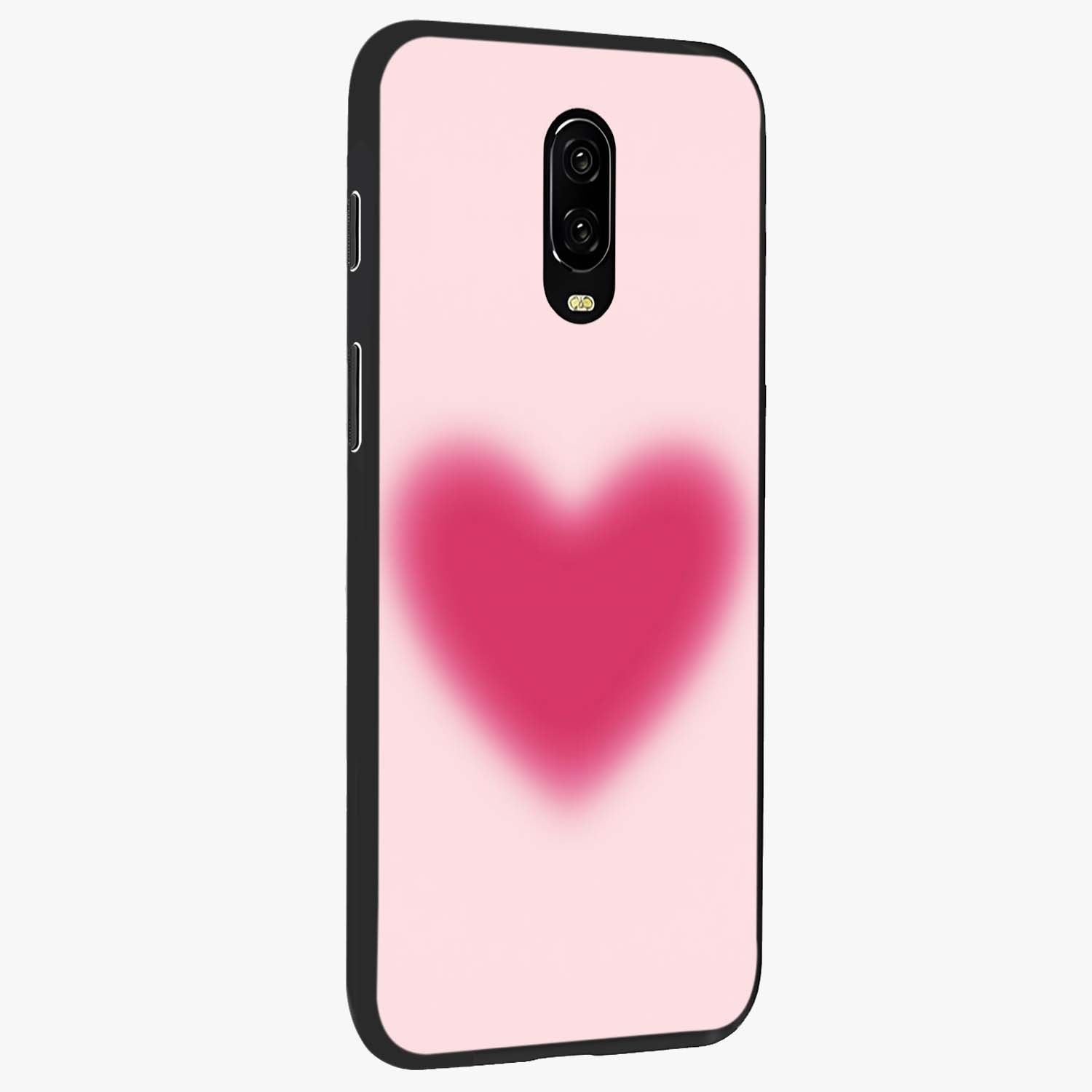 Pink Aura Heart Glass Case upright view showcasing romantic heart artwork with soft pastel theme.