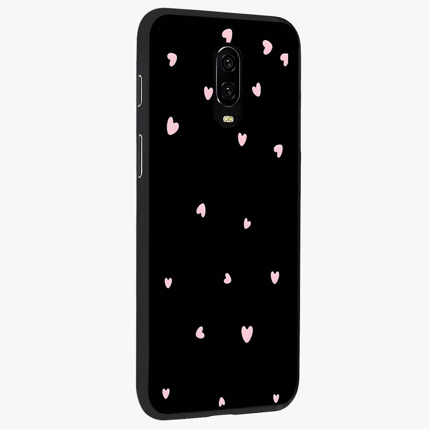 Pink Love Drops Glass Case upright view showcasing charming heart drop artwork with romantic playful theme.