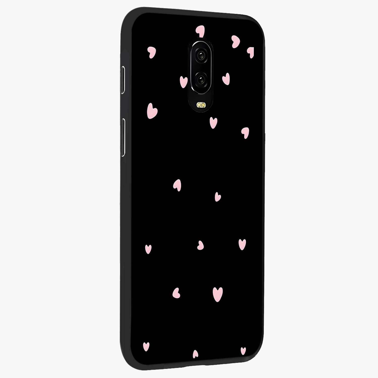 Pink Love Drops Glass Case upright view showcasing charming heart drop artwork with romantic playful theme.