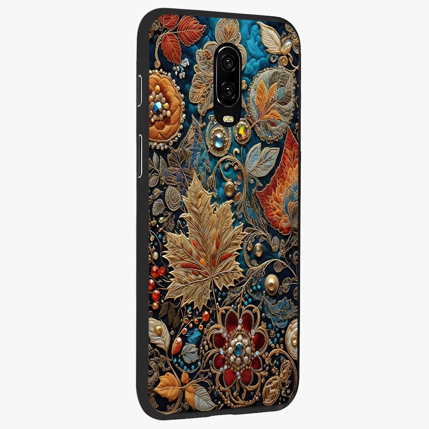 Royal Jewel Garden Glass Case upright view showcasing rich floral artwork with luxurious garden theme.