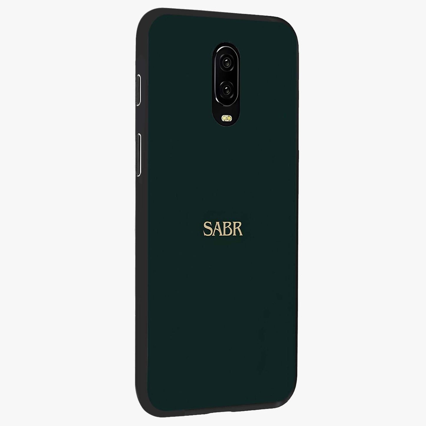 Sabr Minimal Patience Glass Case upright view showcasing calm minimalist artwork with motivational patience theme.