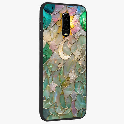 Stained Sunrise Glow Glass Case upright view showcasing colorful sunrise artwork with warm morning theme.