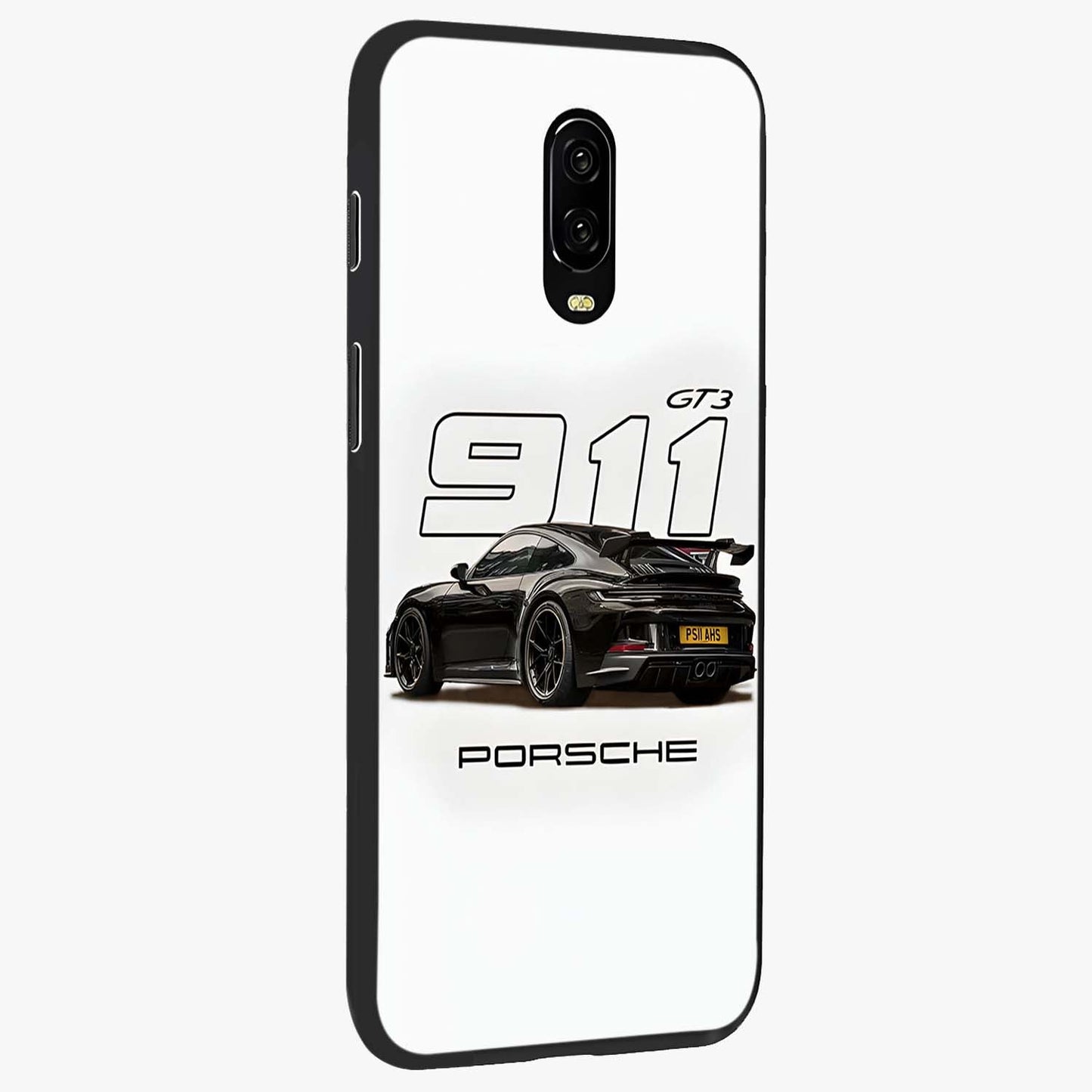 Turbo Legacy Icon Glass Case upright view showcasing bold racing inspired artwork with classic car theme.