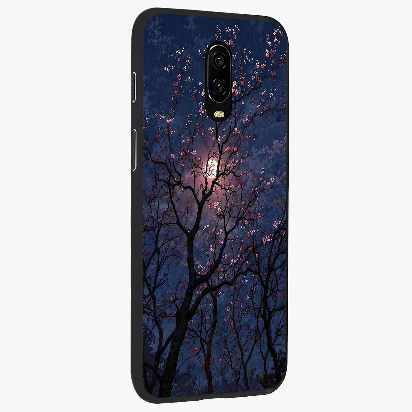 Twilight Sakura Serenade Glass Case upright view showcasing beautiful cherry blossom artwork with serene evening theme.