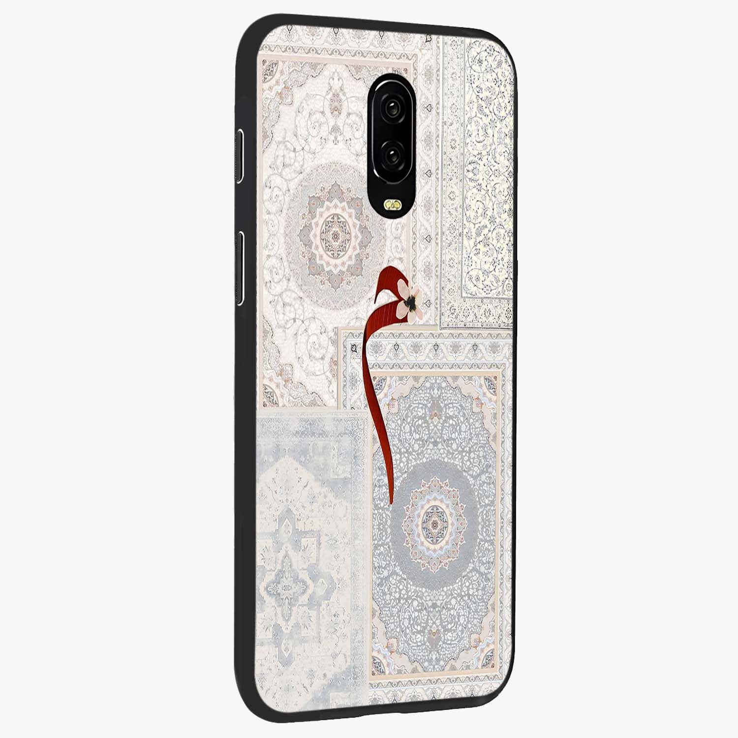 White Aesthetic Bow Glass Case upright view showcasing delicate ribbon bow artwork with cute minimalist theme.
