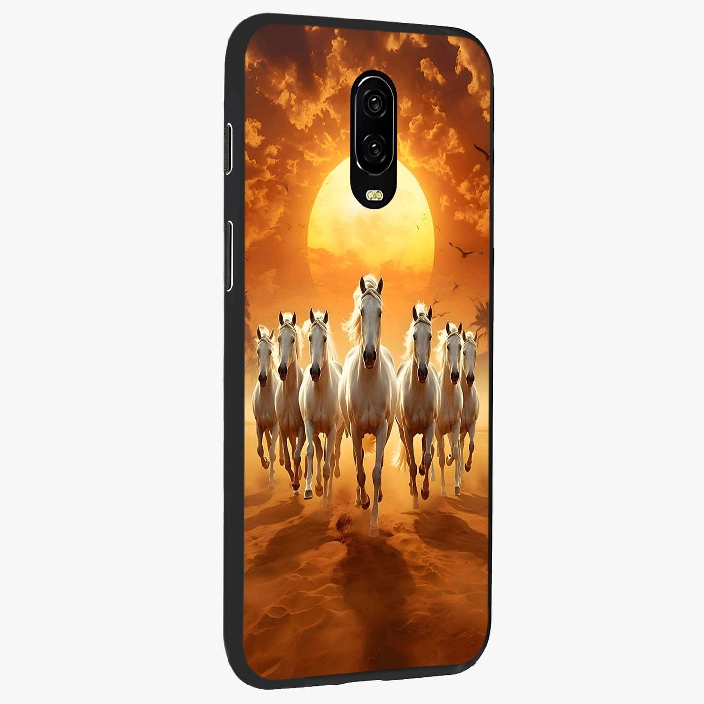 Wild Sunset Majesty Glass Case upright view showcasing dramatic sunset artwork with bold nature theme.