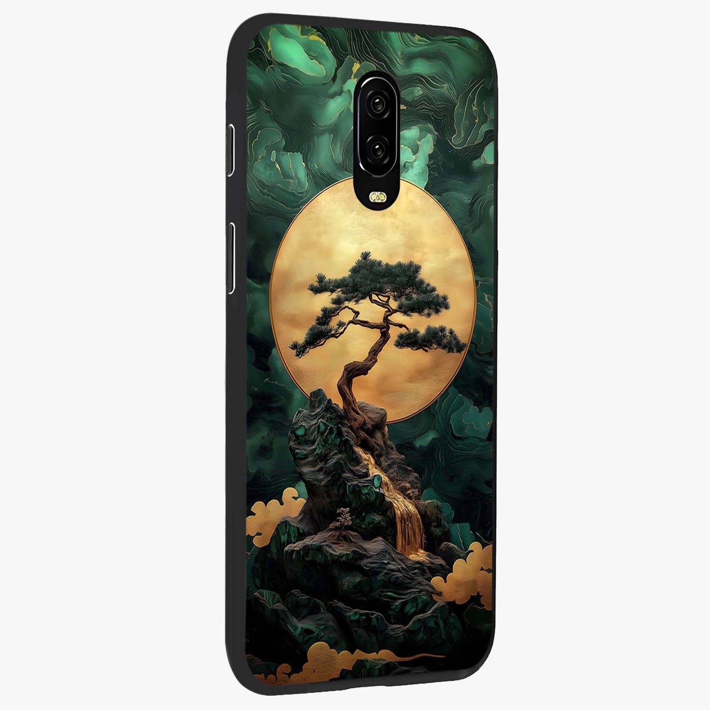 Zen Moon Rise Glass Case upright view showcasing serene moon artwork with tranquil night theme.