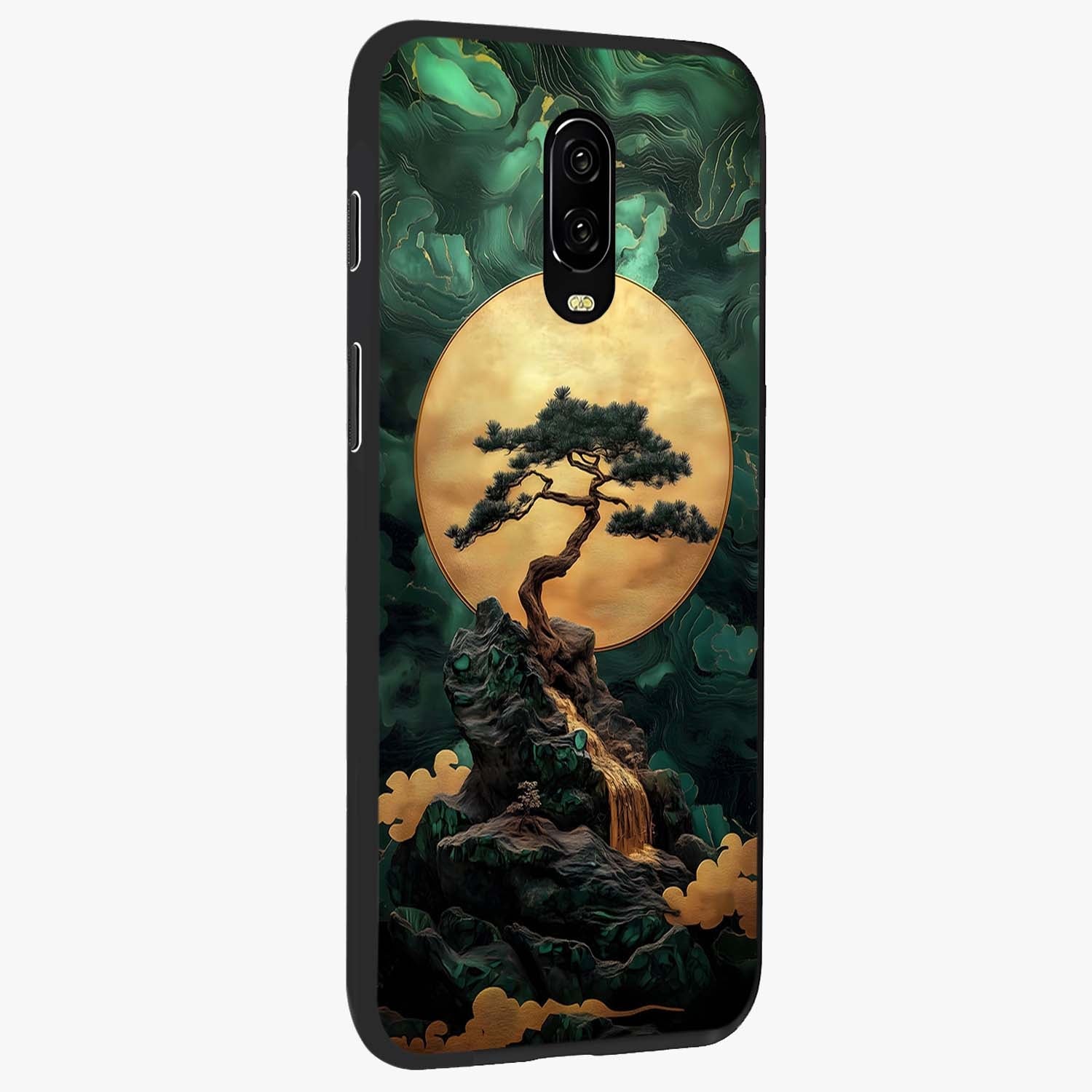 Zen Moon Rise Glass Case upright view showcasing serene moon artwork with tranquil night theme.