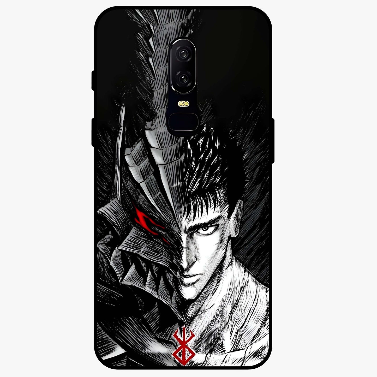 Berserker Blood Oath Glass Case showing flat back view with fierce warrior inspired artwork and glossy glass finish.