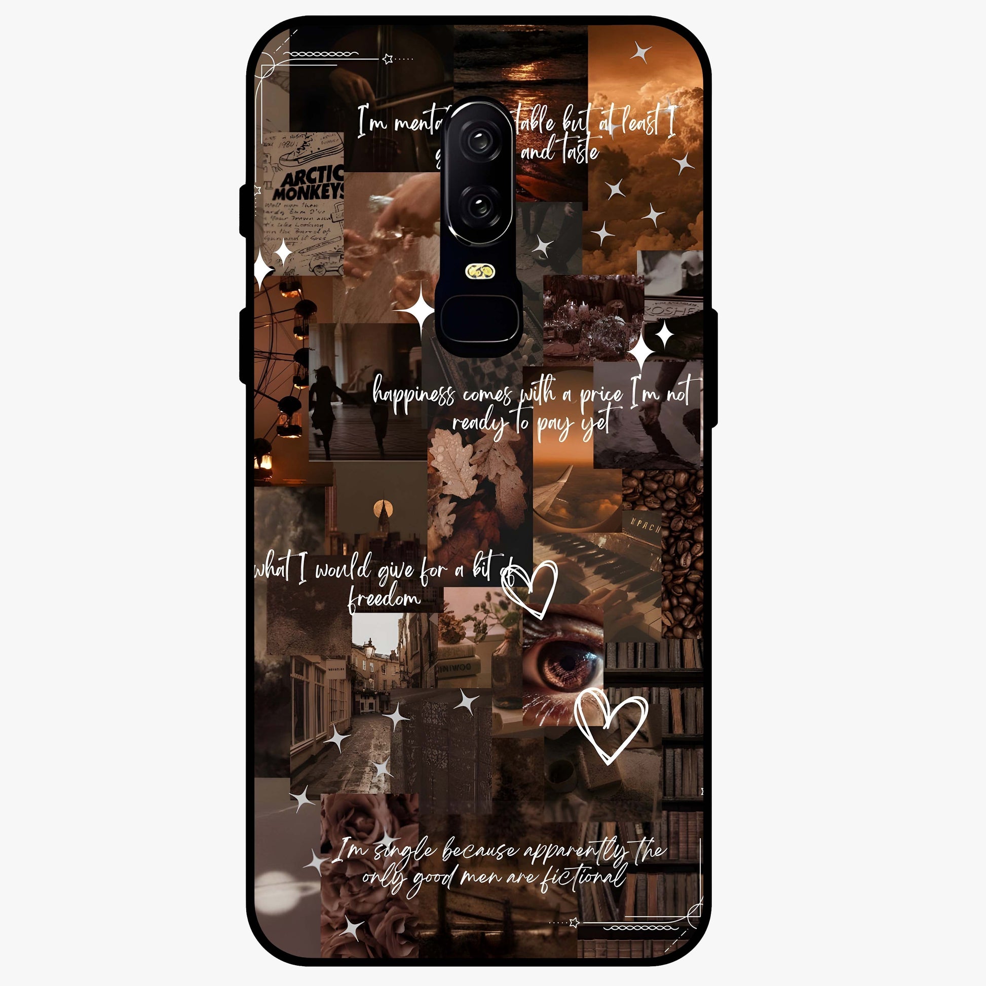 Bittersweet Aesthetic Chaos Glass Case showing flat back view with artistic chaotic aesthetic design and glossy glass finish.