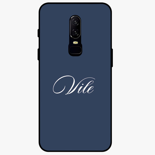 Blue Background Personalized Custom Name Glass Case showing flat back view with minimal blue background and custom name design.