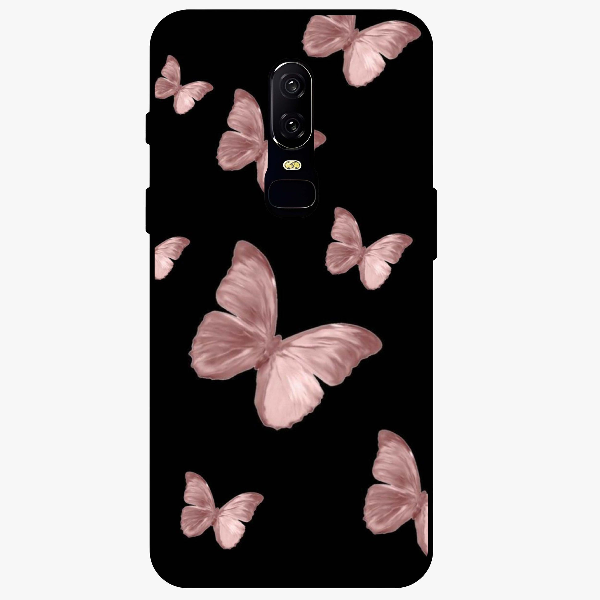 Butterfly Pattern Glass Case showing flat back view with elegant butterfly pattern artwork and glossy glass finish.