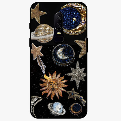 Celestial Gem Constellations Glass Case showing flat back view with sparkling constellation artwork and glossy glass finish.
