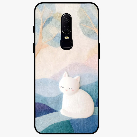 Cotton Dream Cat Glass Case showing flat back view with soft dreamy cat artwork and glossy glass finish.