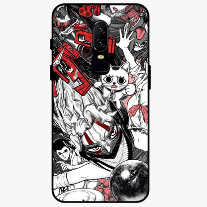 Crimson Chaos Panel Glass Case showing flat back view with bold crimson abstract artwork and glossy glass finish.