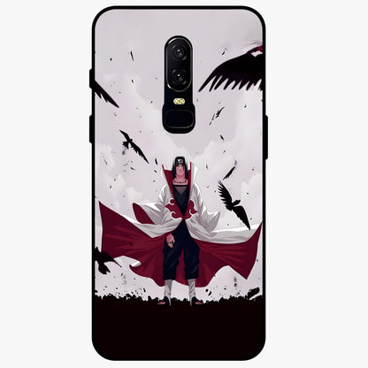 Crimson Crow Ascension Glass Case showing flat back view with mystical crow artwork and glossy glass finish.