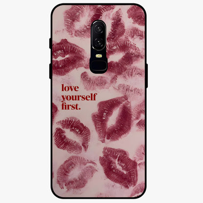 Crimson Kiss Love Glass Case showing flat back view with romantic crimson themed artwork and glossy glass finish.