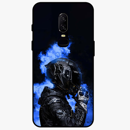 Cyber Sentinel Protocol Glass Case showing flat back view with futuristic cyber themed artwork and glossy glass finish.