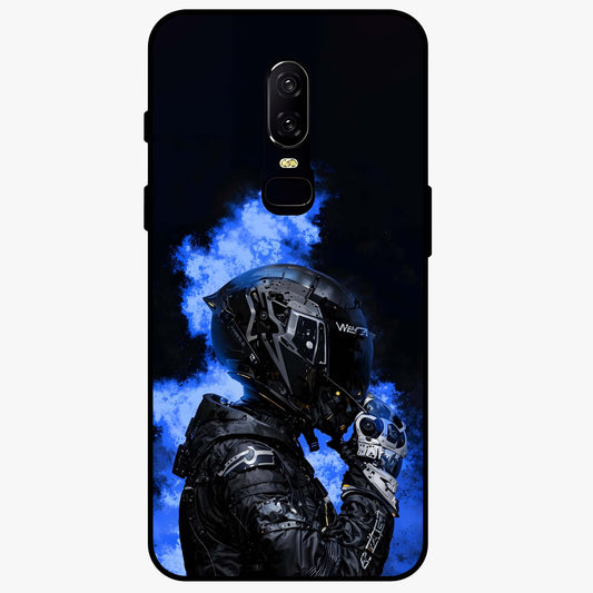 Cyber Sentinel Protocol Glass Case showing flat back view with futuristic cyber themed artwork and glossy glass finish.