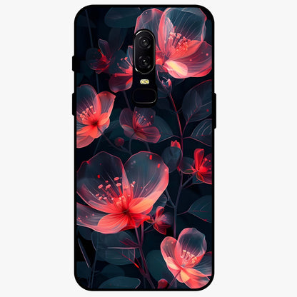Dark Shade of Flower Glass Case showing flat back view with elegant dark floral artwork and glossy glass finish.