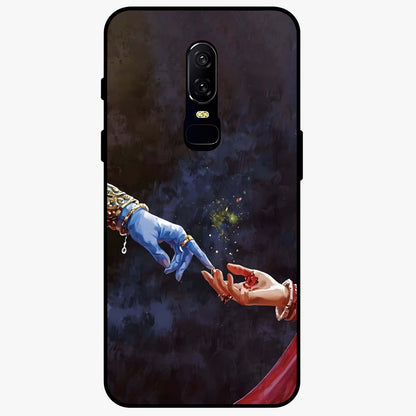 Divine Touch Eternal Glass Case showing flat back view with spiritual themed artwork and glossy glass finish.