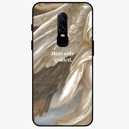 Divine Winged Grace Glass Case showing flat back view with elegant wing inspired artwork and glossy glass finish.