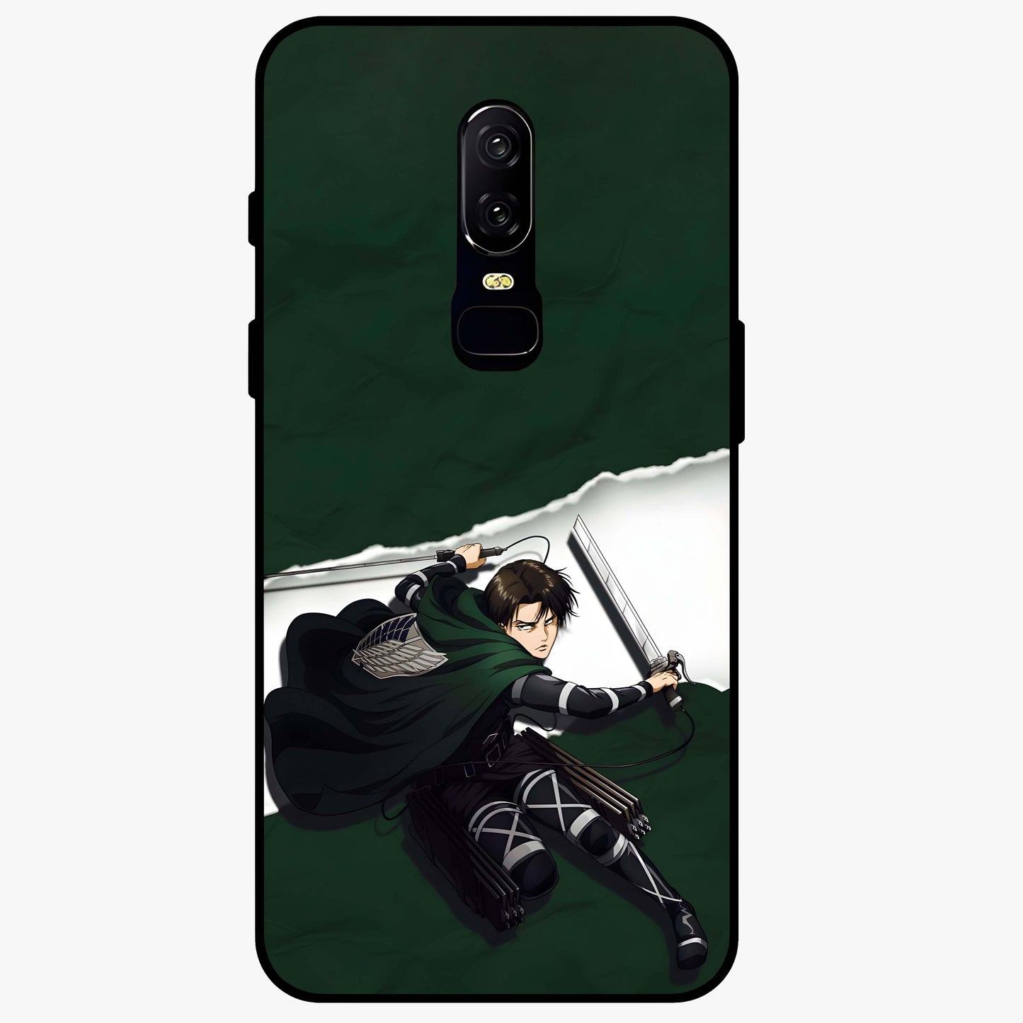 Emerald War Vanguard Glass Case showing flat back view with powerful warrior themed artwork and glossy glass finish.
