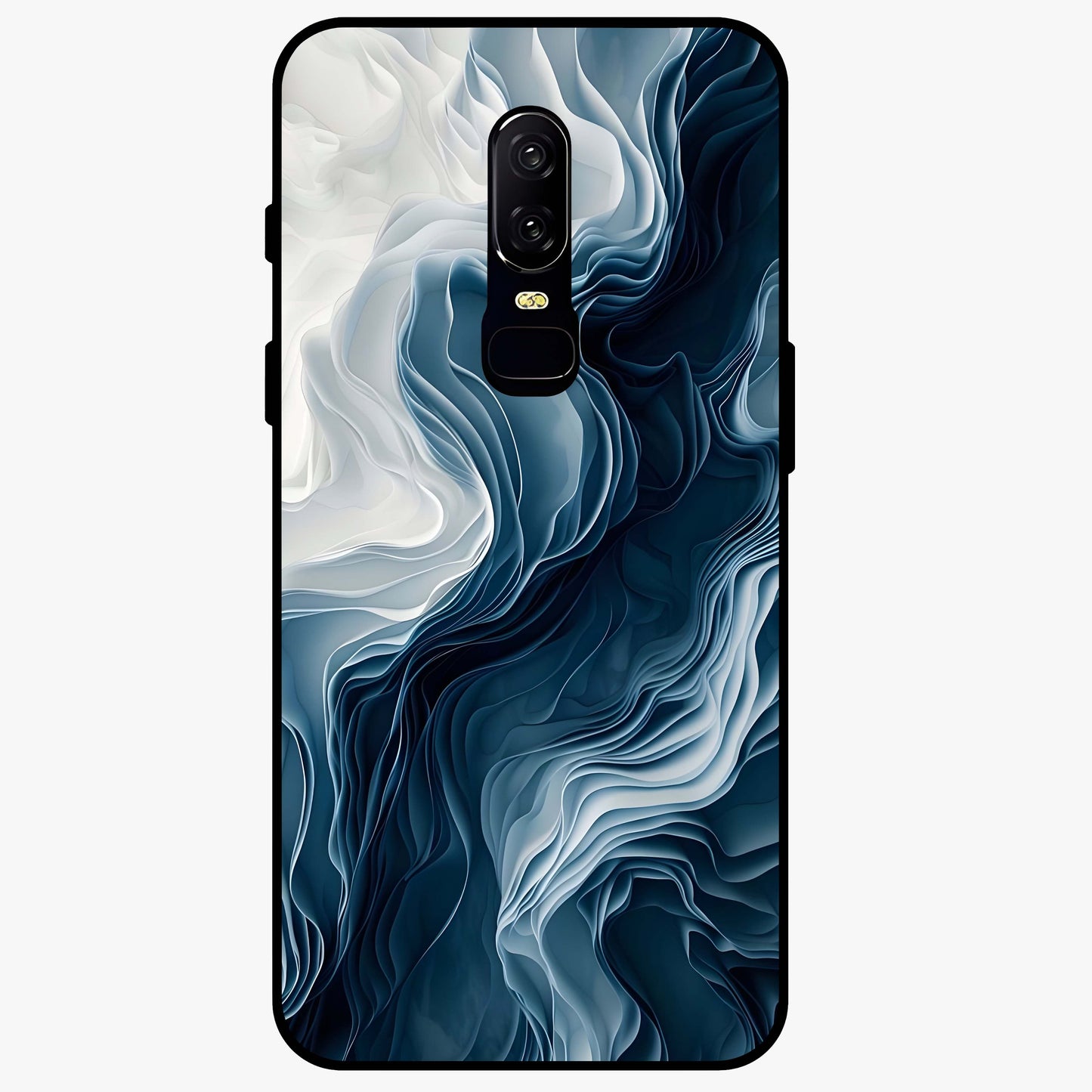 Ethereal Paper Marble Glass Case showing flat back view with soft marble paper texture artwork and glossy glass finish.